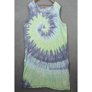 Common Threads Tank Dress Womens 3X Multi Tie Dye Cotton Scoop Neck Side Slit